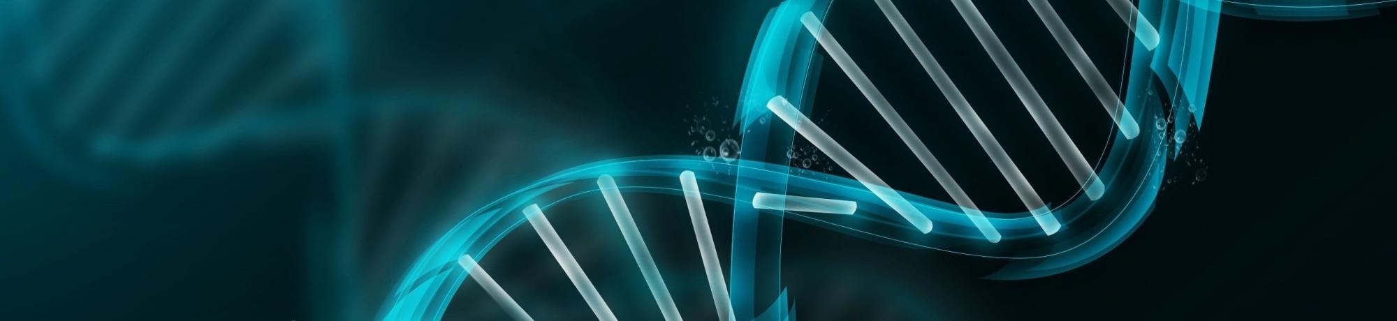Blue DNA Spiral against black background
